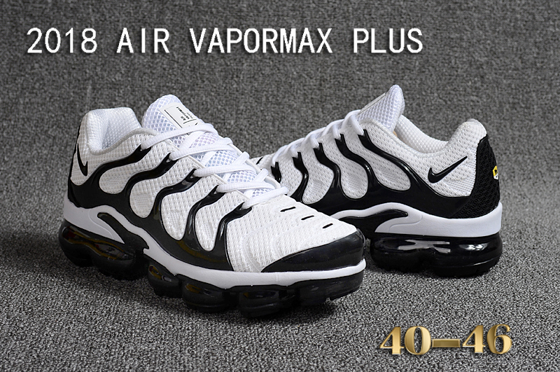 2018 Nike Air VaporMax Plus White Black Shoes - Click Image to Close